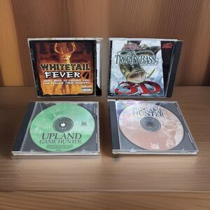Lot 4 Vintage PC Hunting Fishing Games Upland Hunter Big Game Trophy Bass Deer